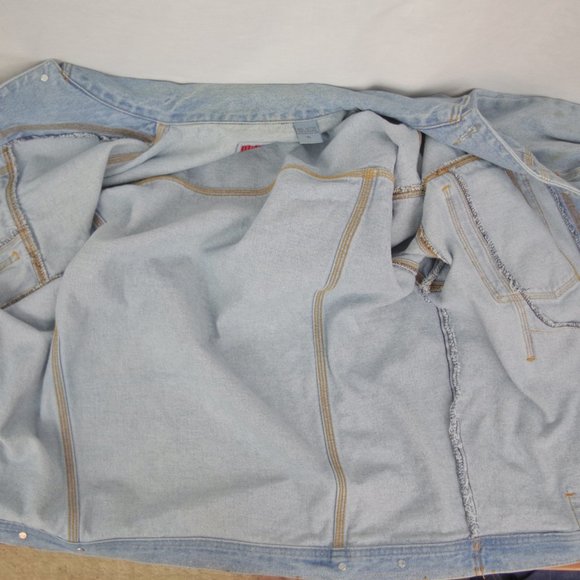 Vintage 100% Cotton Light Wash Men's Denim Jacket XL - Picture 3 of 8